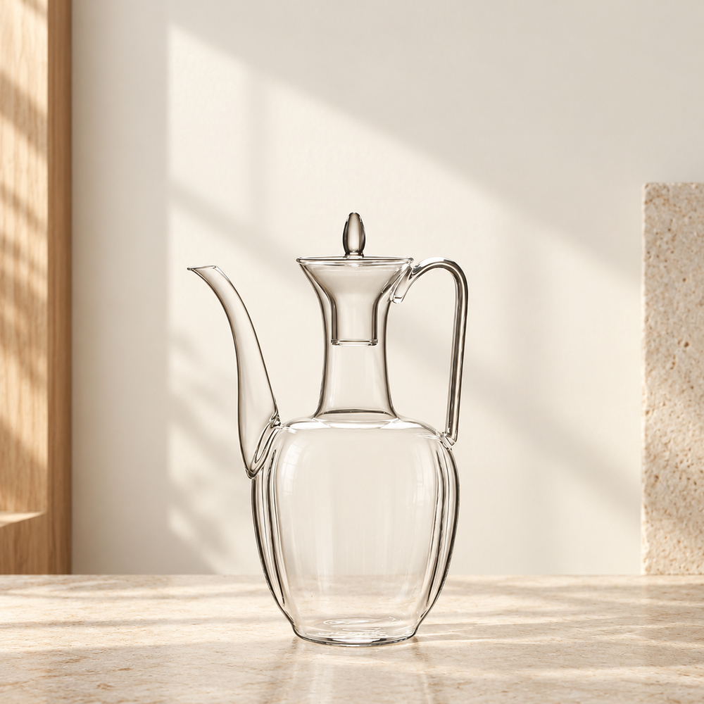 Tall Glass Tea Ewer & Stemmed Cups — image 1