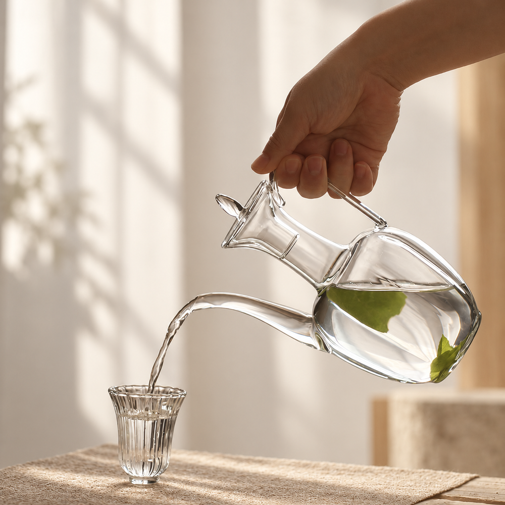 Tall Glass Tea Ewer & Stemmed Cups — image 2