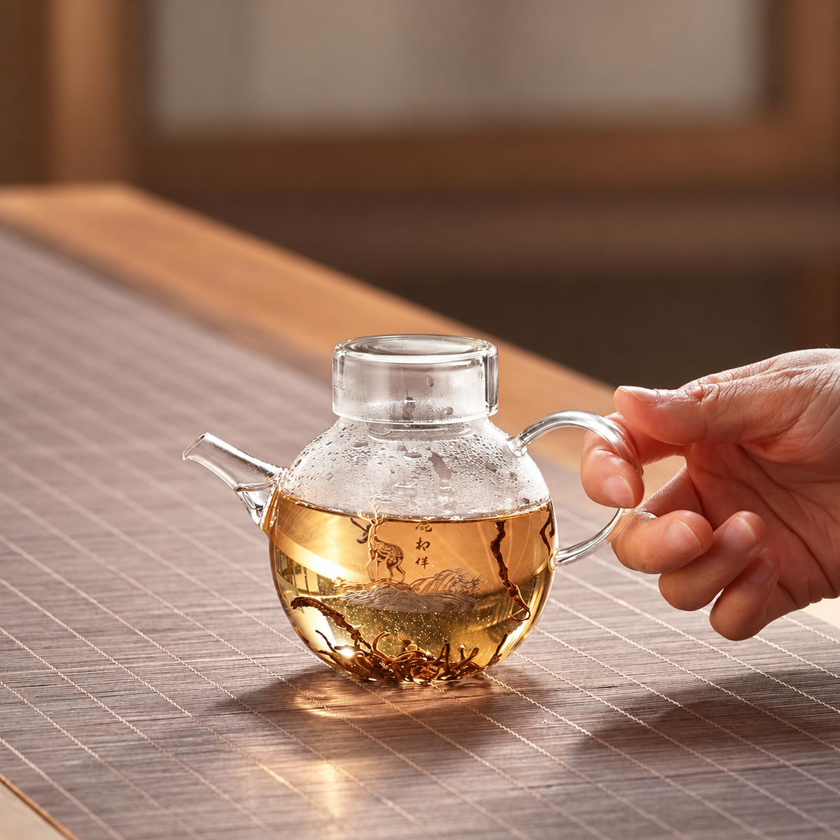 Clear / fawn teapot