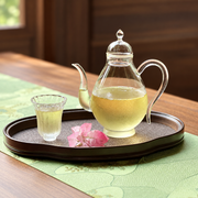 Woven-inset tray + Beauty pot + flower-rim cup