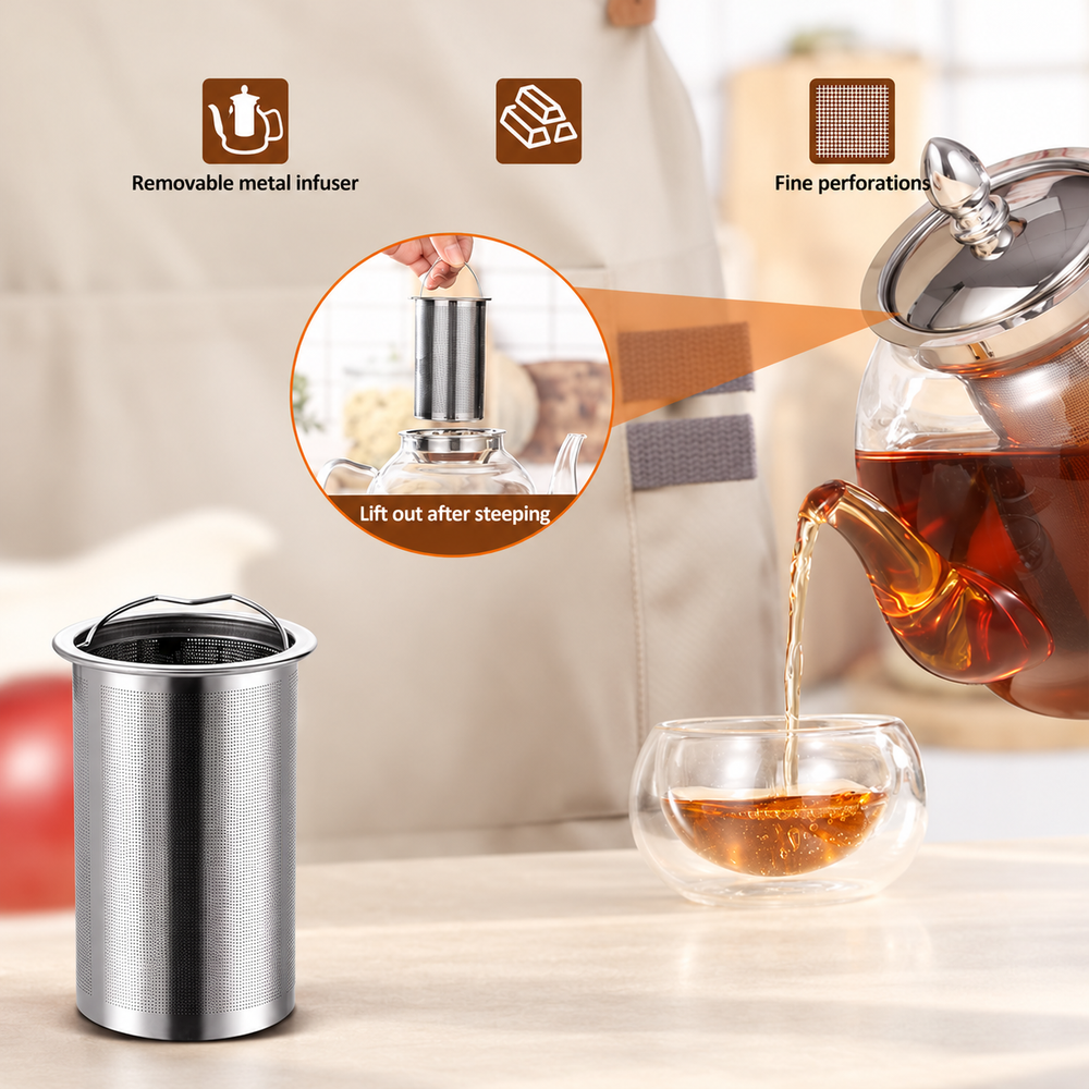 Glass Teapot with Removable Metal Infuser — image 2