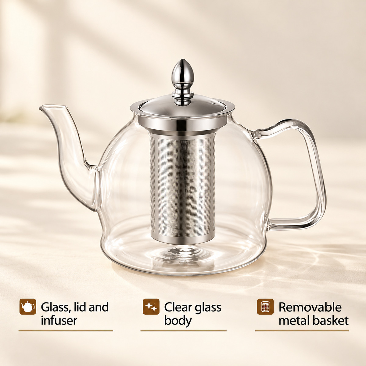 Glass Teapot with Removable Metal Infuser — image 6