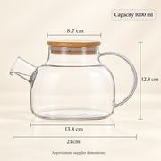 Clear bamboo-lid teapot / 1 L