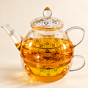 Gold-Patterned Glass Tea-for-One Set — image 1