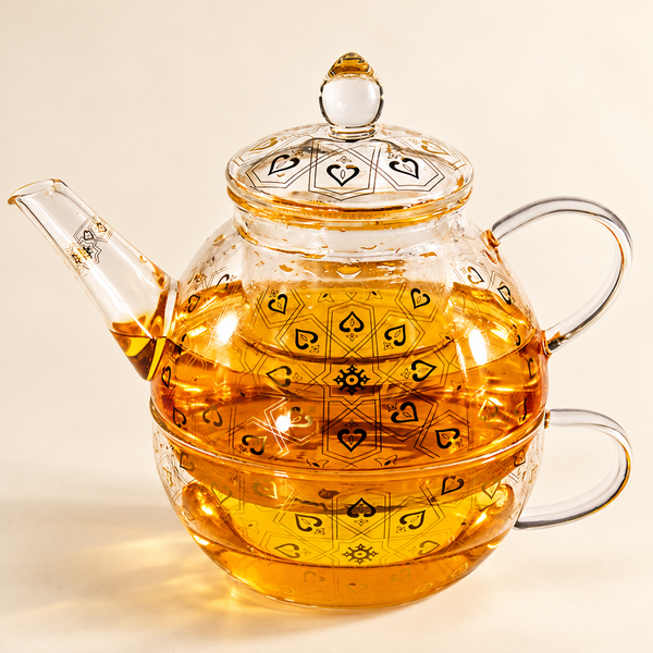 Gold-Patterned Glass Tea-for-One Set