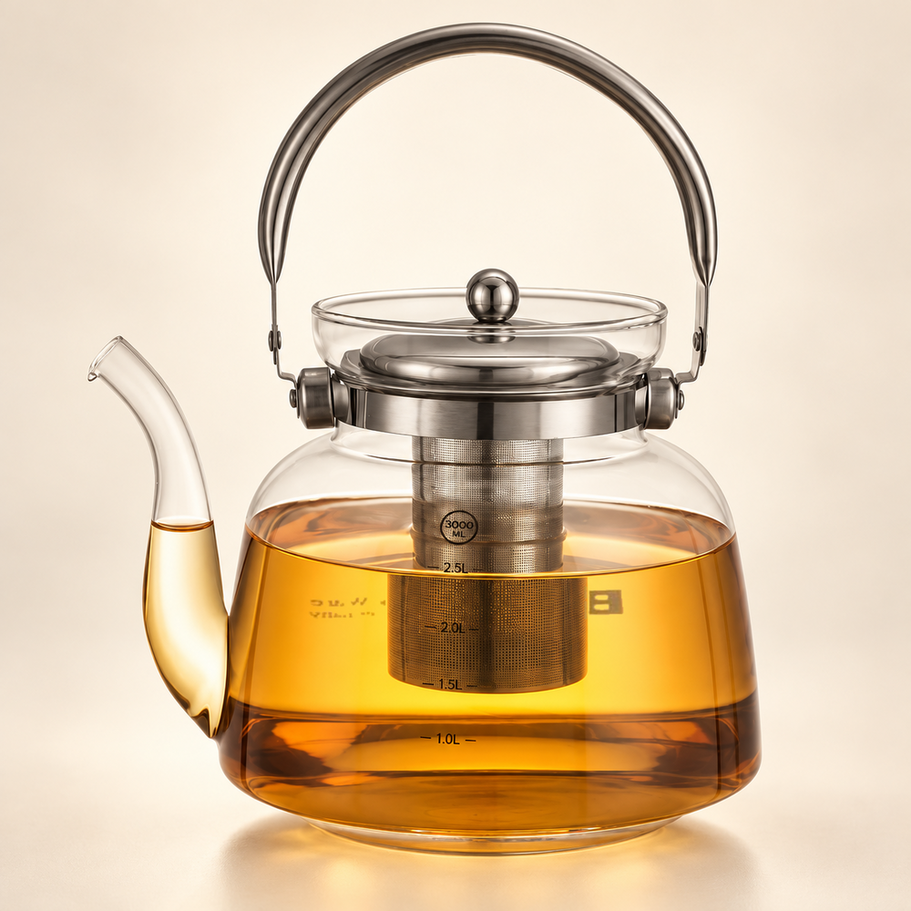 Bail-Handle Glass Infuser Kettle — image 1