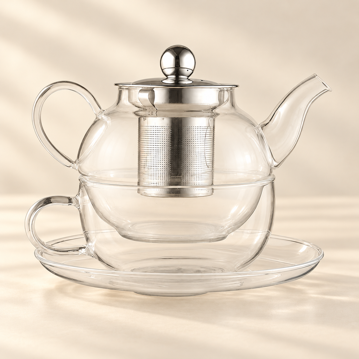 Clear glass / tea-for-one set (supplier-listed 350 ml)