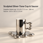 Sculpted Silver-Tone Cup & Saucer