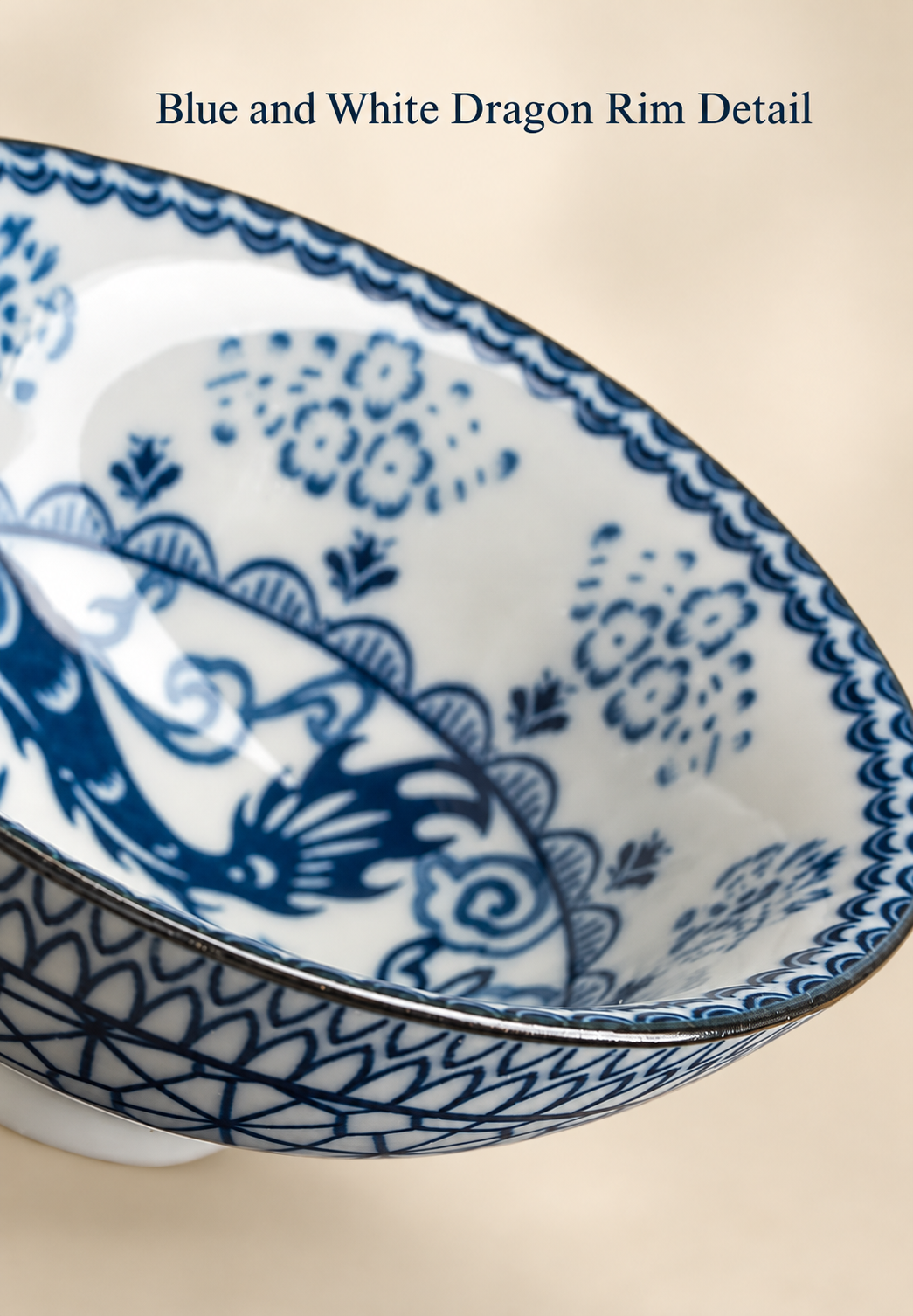 Blue and White Dragon Rim Detail