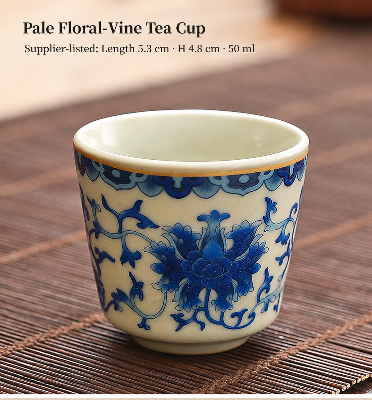 Pale Floral-Vine Tea Cup