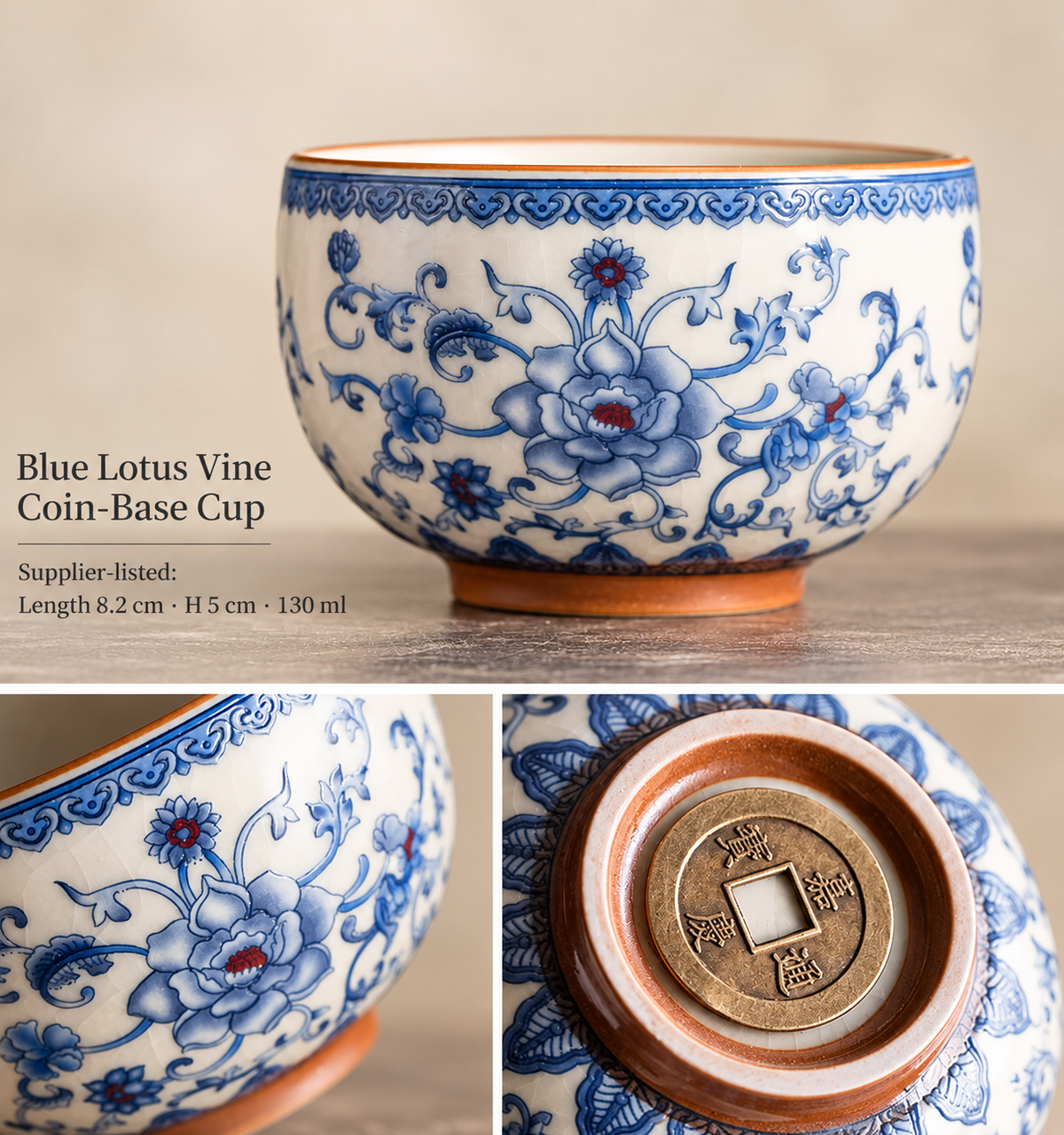 Blue Lotus Vine Coin-Base Cup