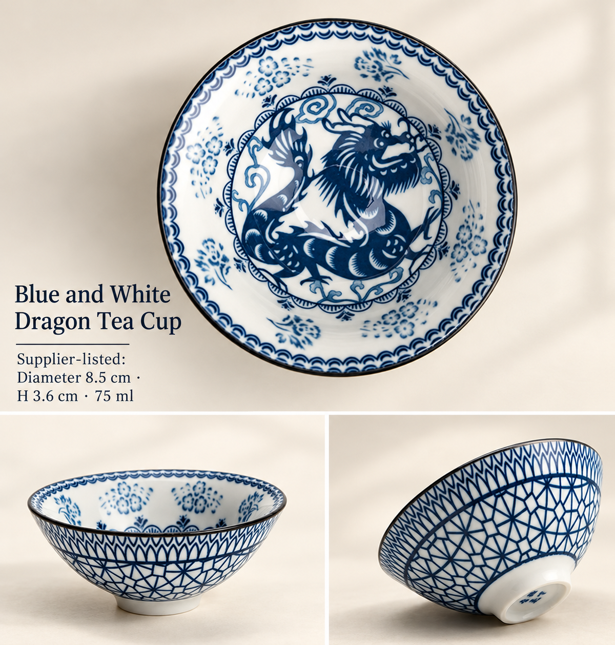 Blue and White Dragon Tea Cup
