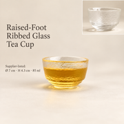 Raised-Foot Ribbed Glass Tea Cup