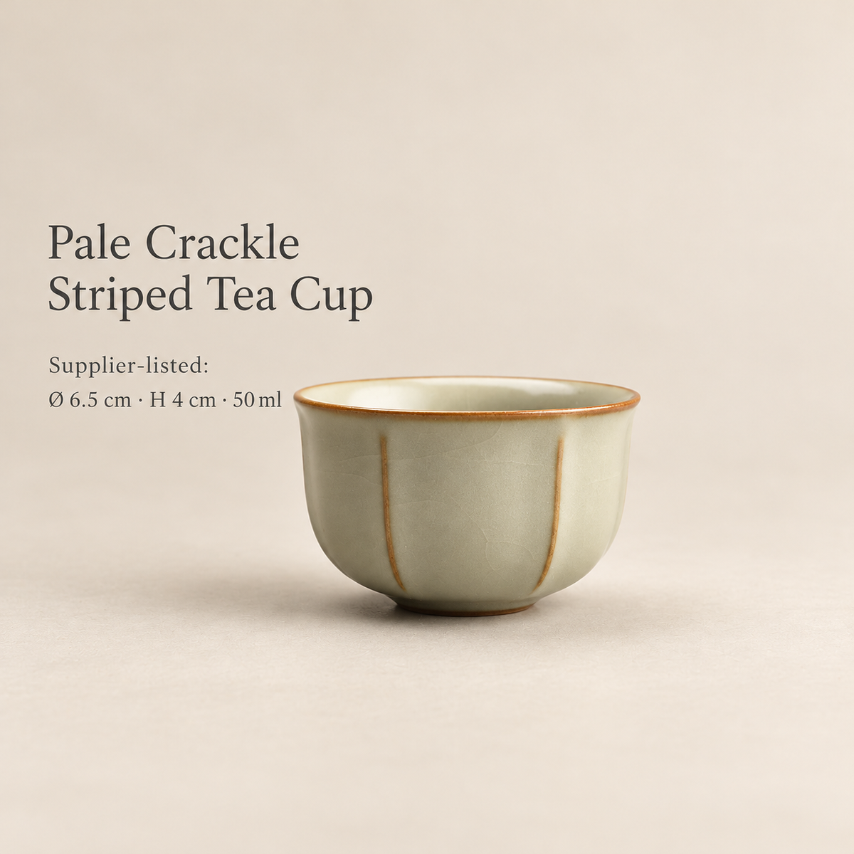 Pale Crackle Striped Tea Cup