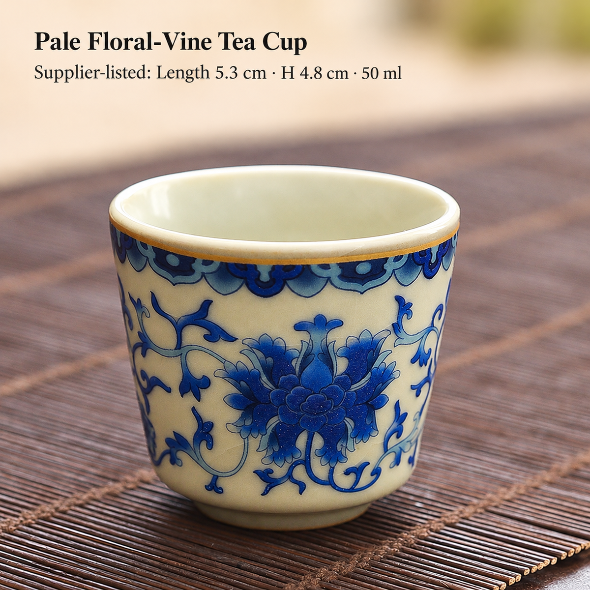 Pale Floral-Vine Tea Cup