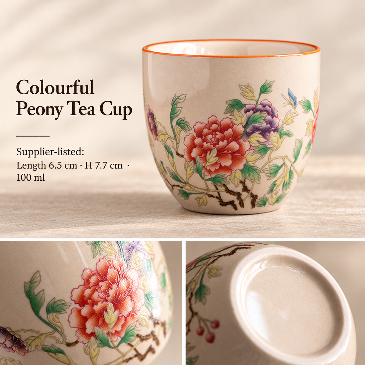 Colourful Peony Tea Cup