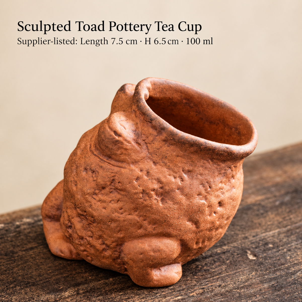 Sculpted Toad Pottery Tea Cup