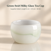 Green-Swirl Milky Glass Tea Cup