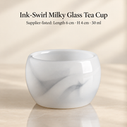Ink-Swirl Milky Glass Tea Cup