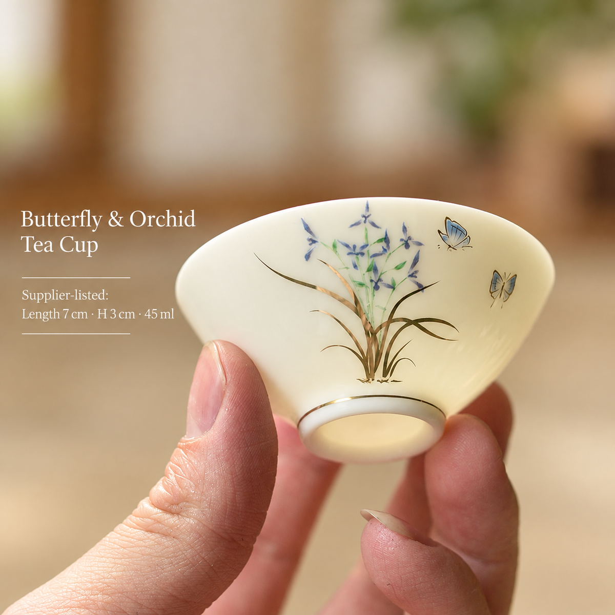 Butterfly & Orchid Tea Cup