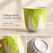 Cabbage-Relief Ceramic Tea Cup