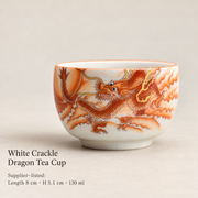 White Crackle Dragon Tea Cup
