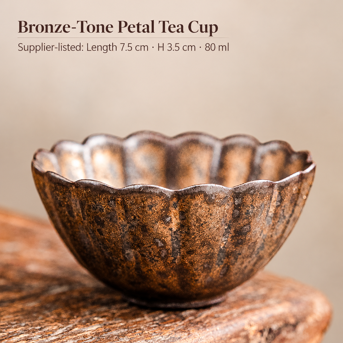 Bronze-Tone Petal Tea Cup
