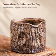 Bronze-Tone Bark-Texture Tea Cup