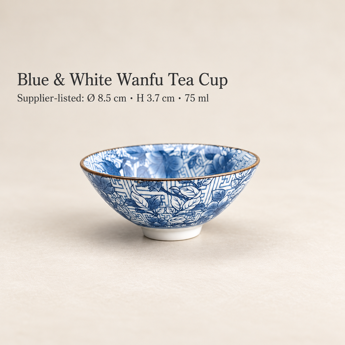 Blue & White Wanfu Tea Cup