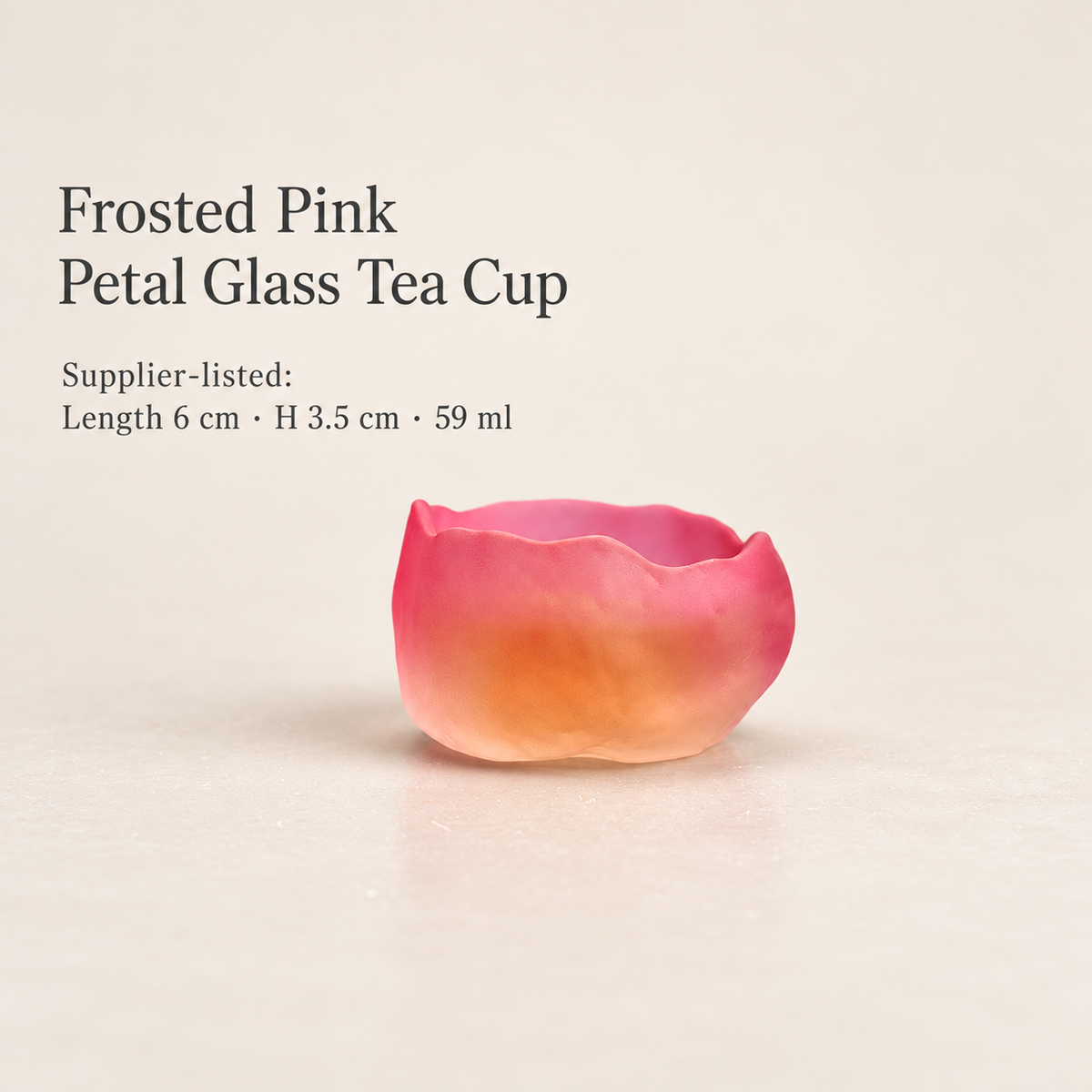 Frosted Pink Petal Glass Tea Cup