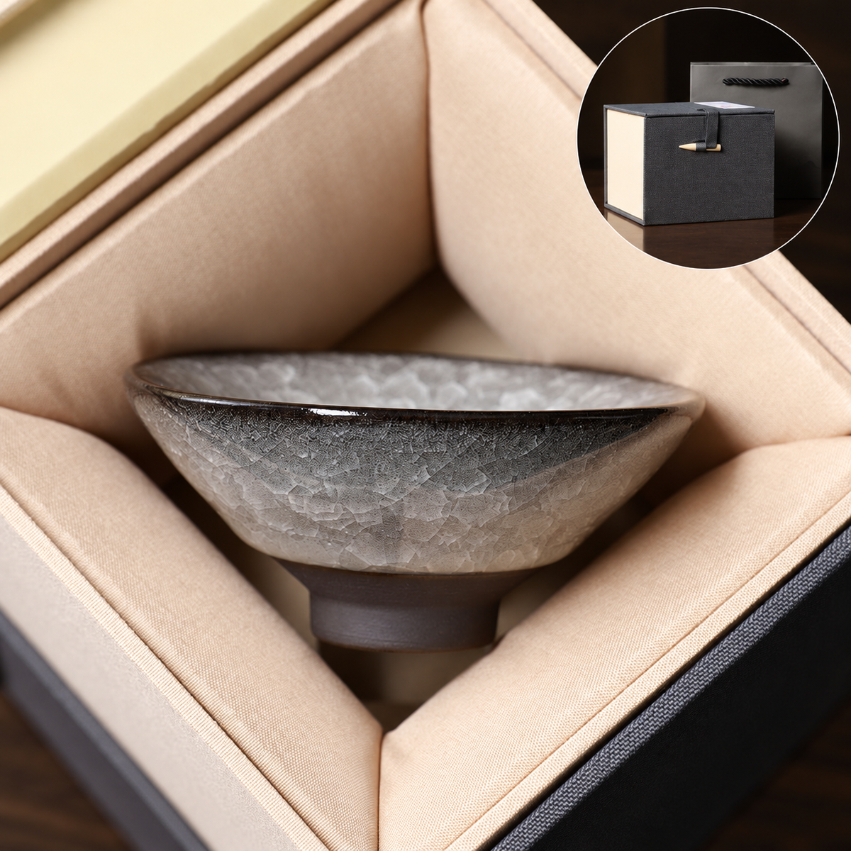Douli / Shallow conical cup / Single cup in blue-grey box