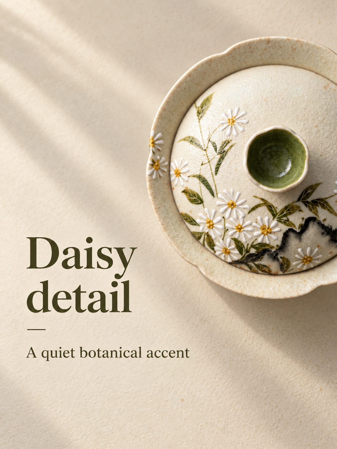 Olive Daisy Ceramic Tea Cups & Coordinating Teaware — image 3
