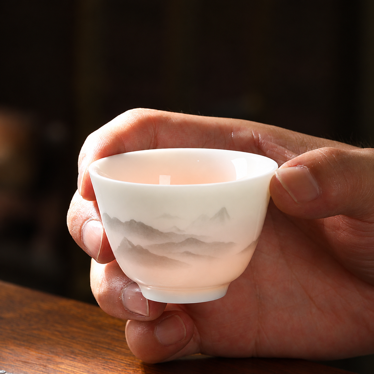 White Porcelain Tea Cups with Quiet Motifs — image 3