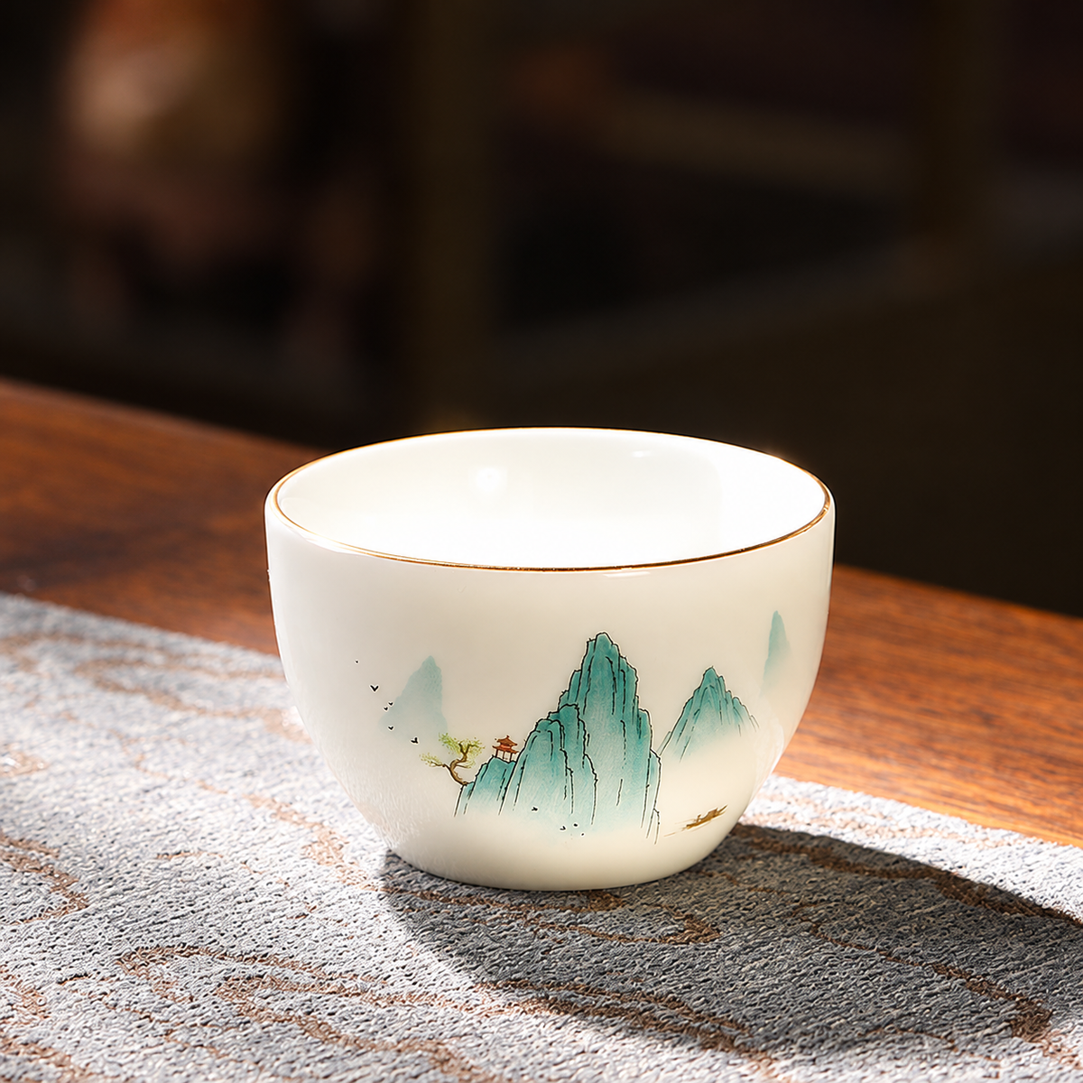 Yunya / Cream-white porcelain / Turquoise mountains / Single cup