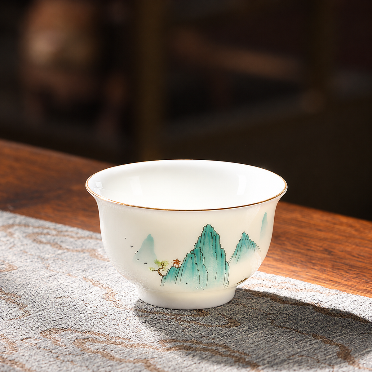 Yulan / Cream-white porcelain / Turquoise mountains / Single cup