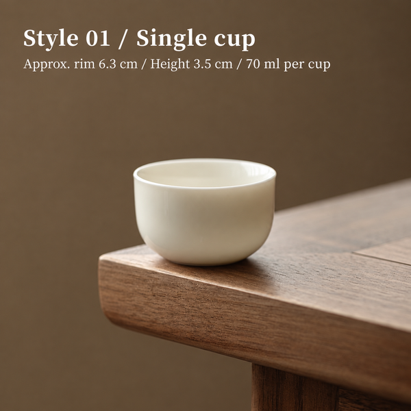 White Porcelain Tea Cups in Small Forms