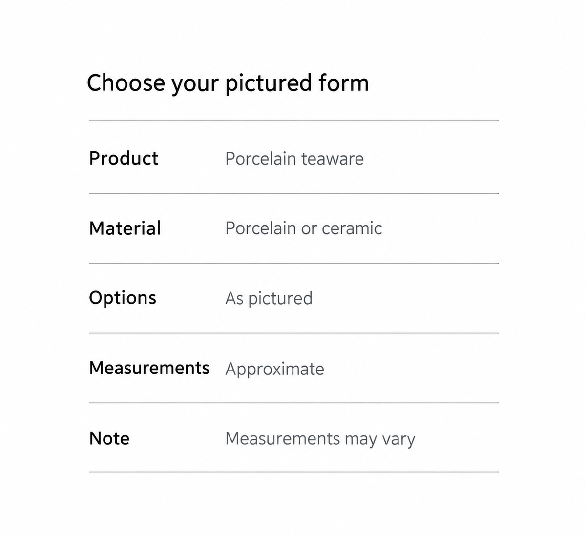 Choose your pictured form