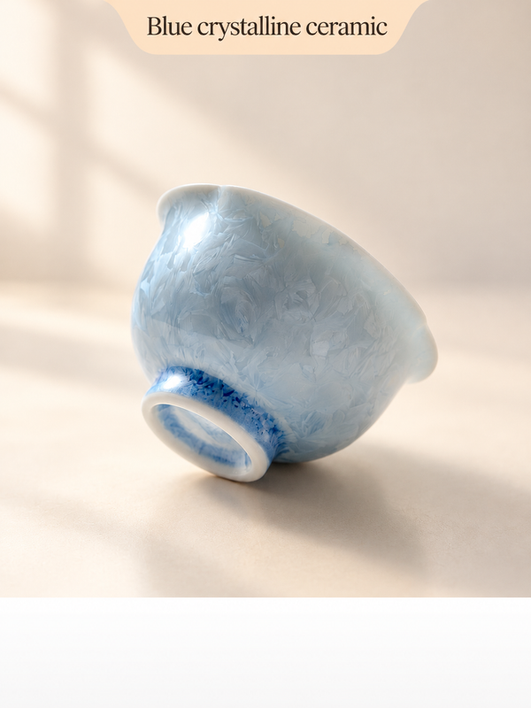 Ice-Blue Crystalline Ceramic Teaware