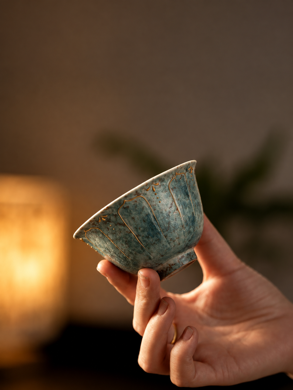 Blue-Green Lotus & Pearl Ceramic Teaware — image 2