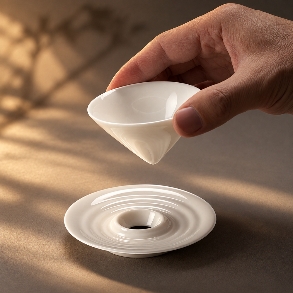 Yongquan Conical Porcelain Tea Cup — image 1
