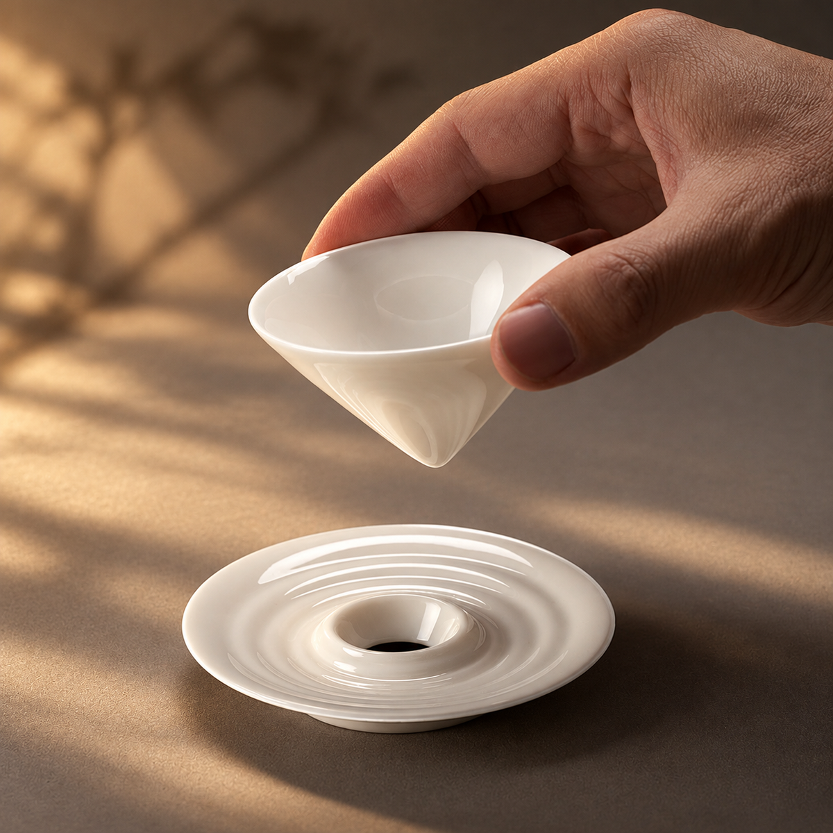 Yongquan Conical Porcelain Tea Cup — image 1