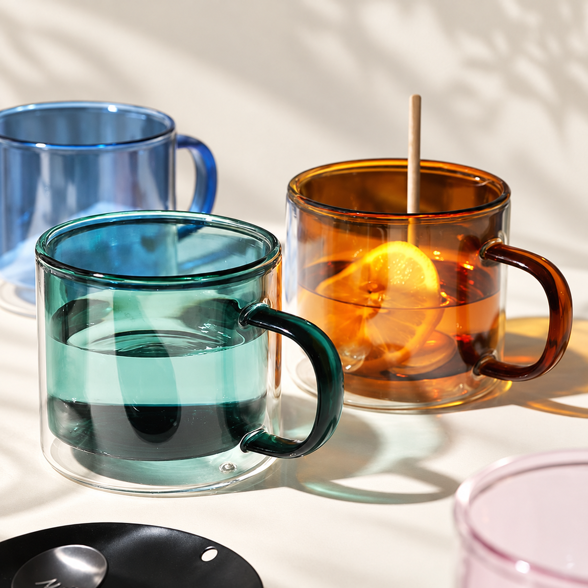 Colored Double-Wall Glass Mug — image 2