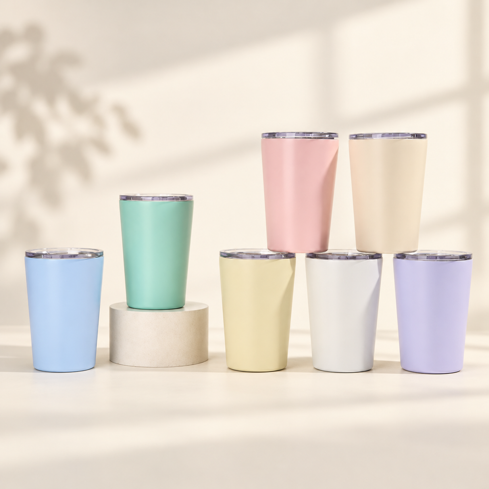 Stainless Steel Coffee Cup with Clear Sliding Lid — image 4