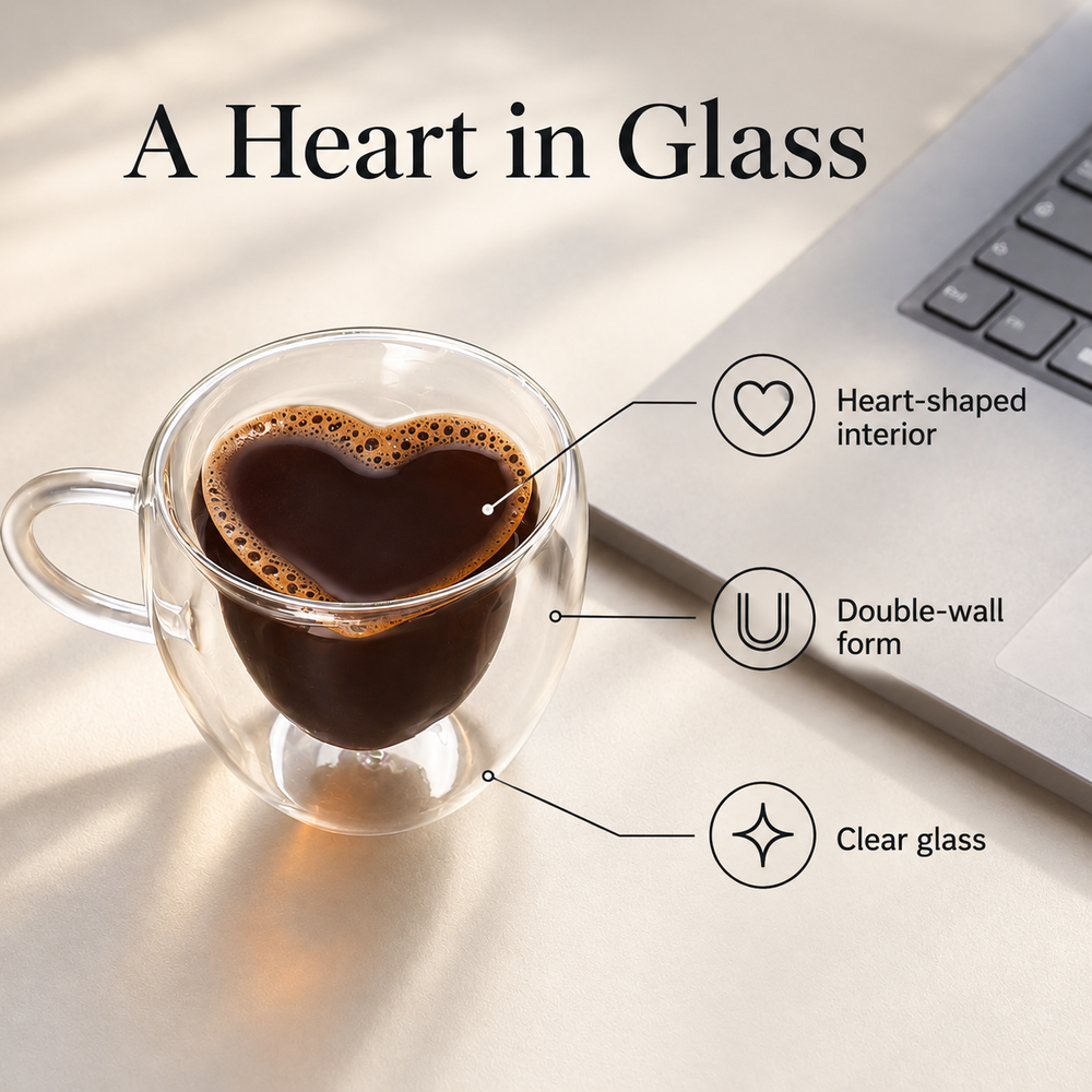 Heart-Shaped Double-Wall Glass Mug - source image 2
