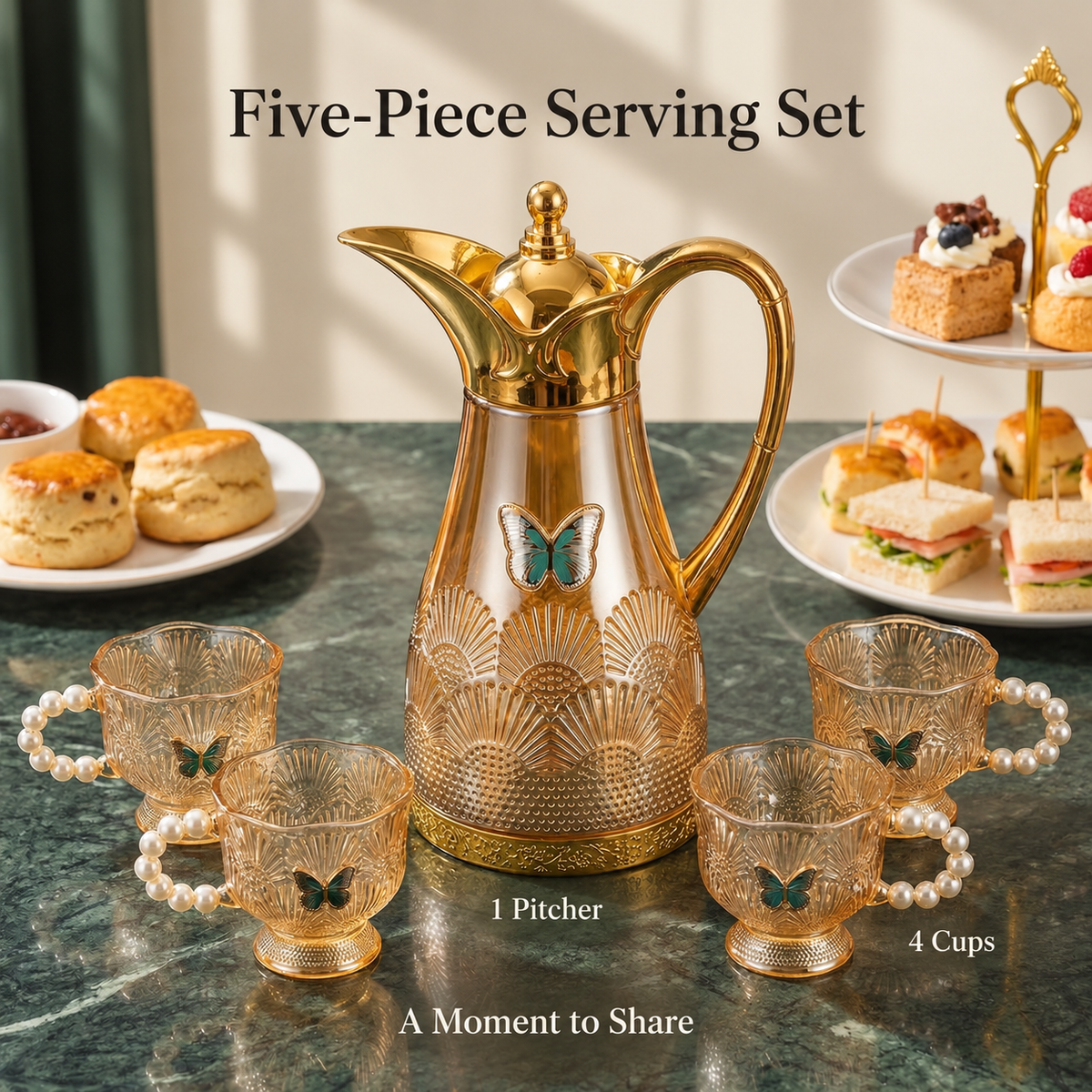 Butterfly Glass Pitcher & Serving Set — image 6