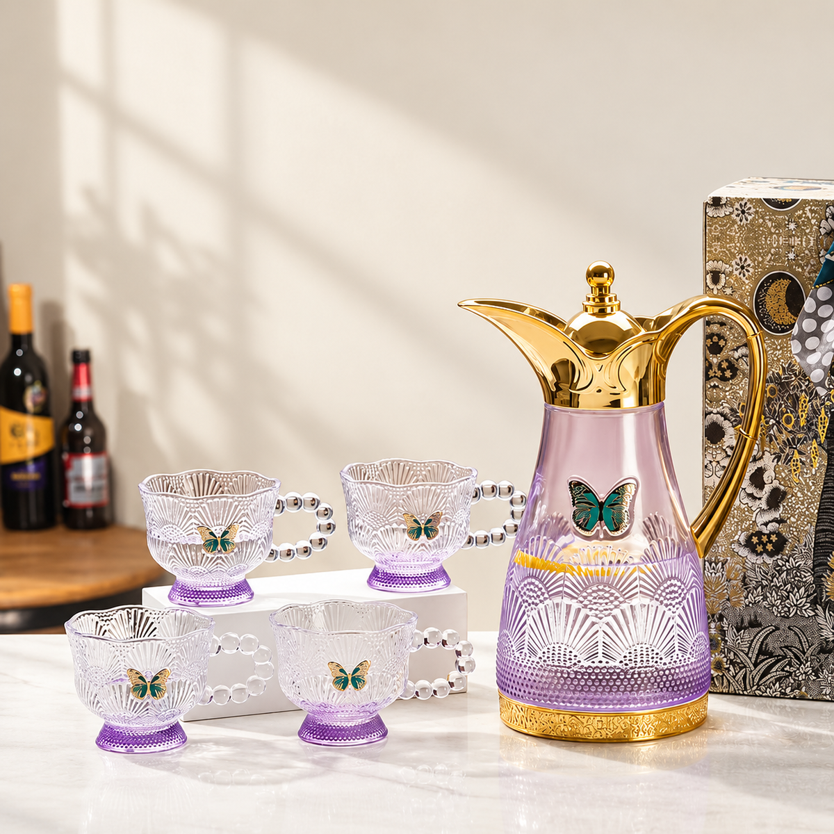 Violet Fan-Shaped 5-Piece Set · Approx. 1.8 L