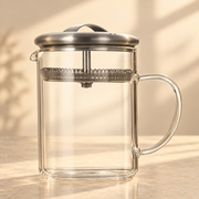 Glass Tea Pitcher with Silver Filter Lid — image 1