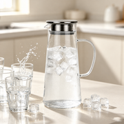 Tall Glass Pitcher with Metal Strainer Lid — image 2
