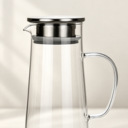 Tall Glass Pitcher with Metal Strainer Lid — image 3