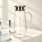 Tall Glass Pitcher with Metal Strainer Lid — image 4